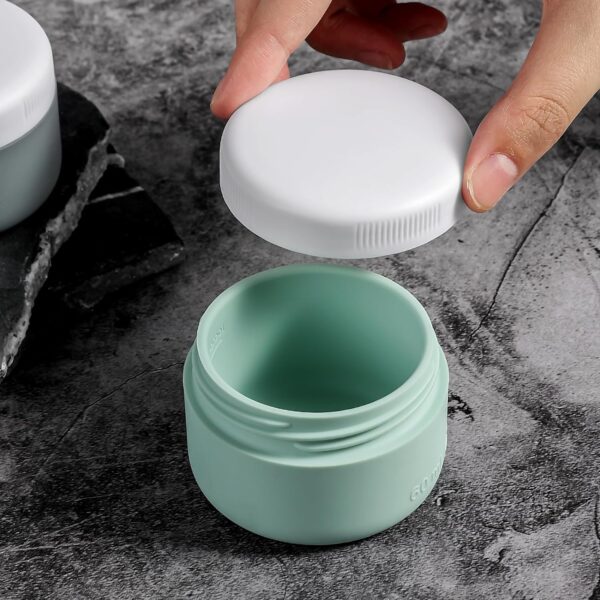 Travel Containers for Toiletries, Silicone Cream Jars BPA Free, TSA Approved 2oz Travel Size Containers, Leak-proof Travel Essentials with Lid for Cosmetic Face Hand Body Cream (4 Pack) - Image 3